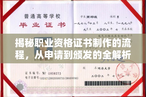 醴陵揭秘职业资格证书制作的流程，从申请到颁发的全解析